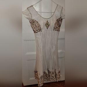 Elegant Cream Embellished Women's Dress